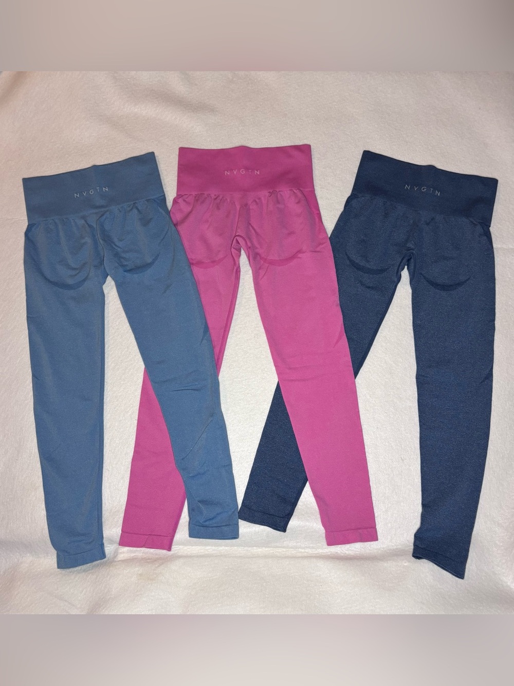 NVGTN Women's High-Waist Leggings Set of 3 — Blue, Pink, Navy Woman’s Size Small